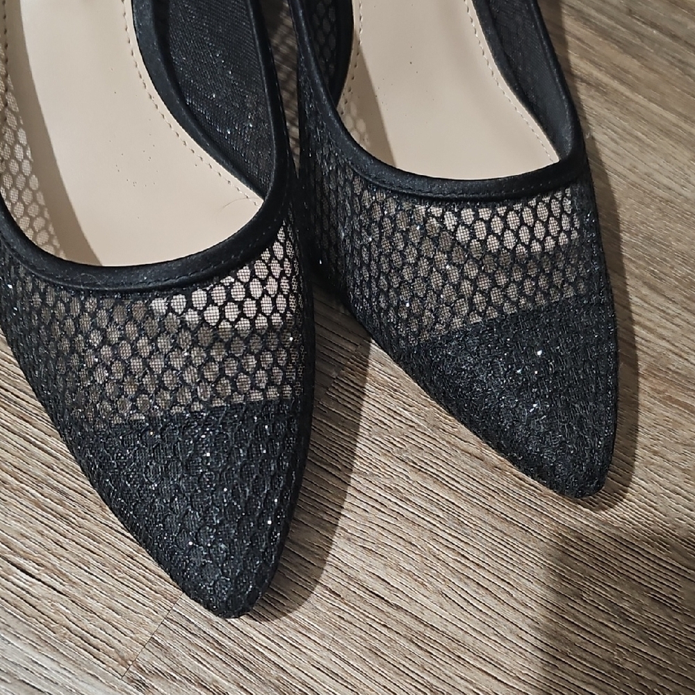 Nina Black Mesh Heels - Picture 3 of 11
